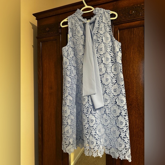 Anne Klein Blue Sleeveless Ruffle Mock Neck  Dress - Picture 7 of 11